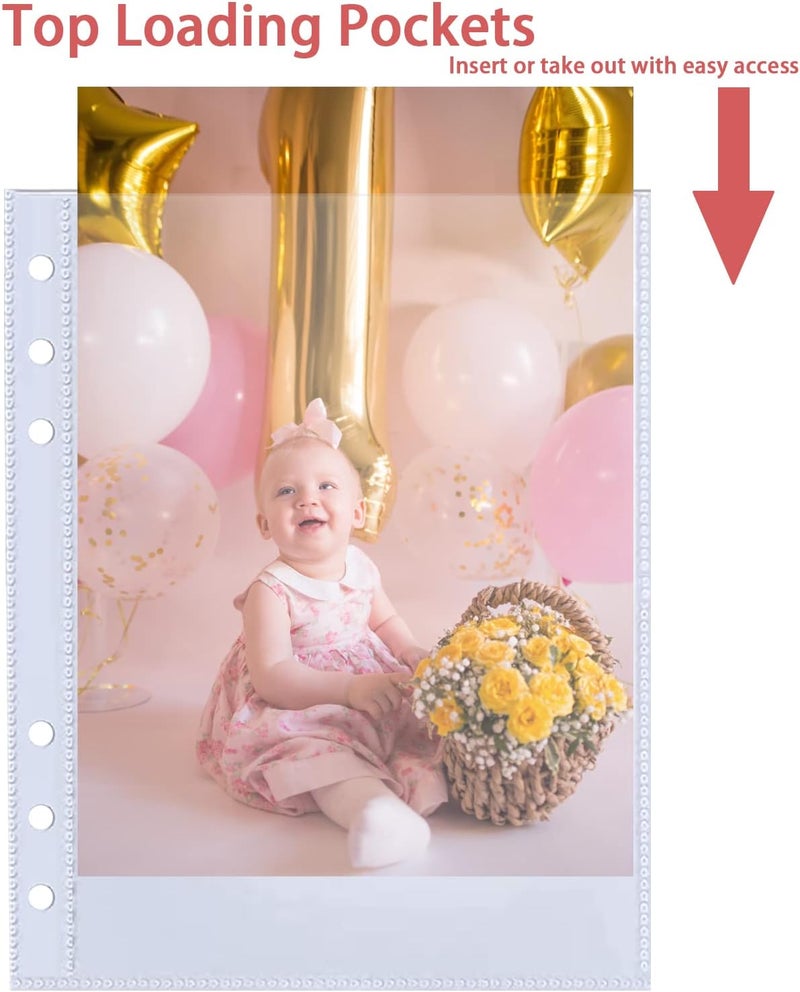 WITHYU 30 Pack 60 Pockets 5x7' Ultra-Clear Photocard Sleeves for 6 Ring A5 Binder, Double-Sided 1 Pocket Photo Pages, Top Loading Sheet Protector for Photos, Postcards, Seed Packets - Image 4